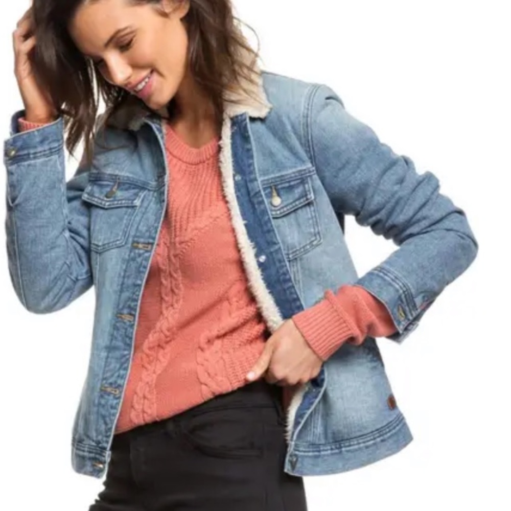 Roxy Sandy Faux Shearling Lined Denim Jacket